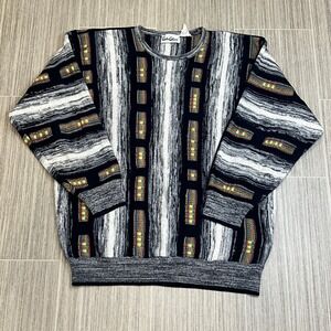 Carlo Colucci Mens‎ Sweater Knit Striped Multicolor Abstract Pattern